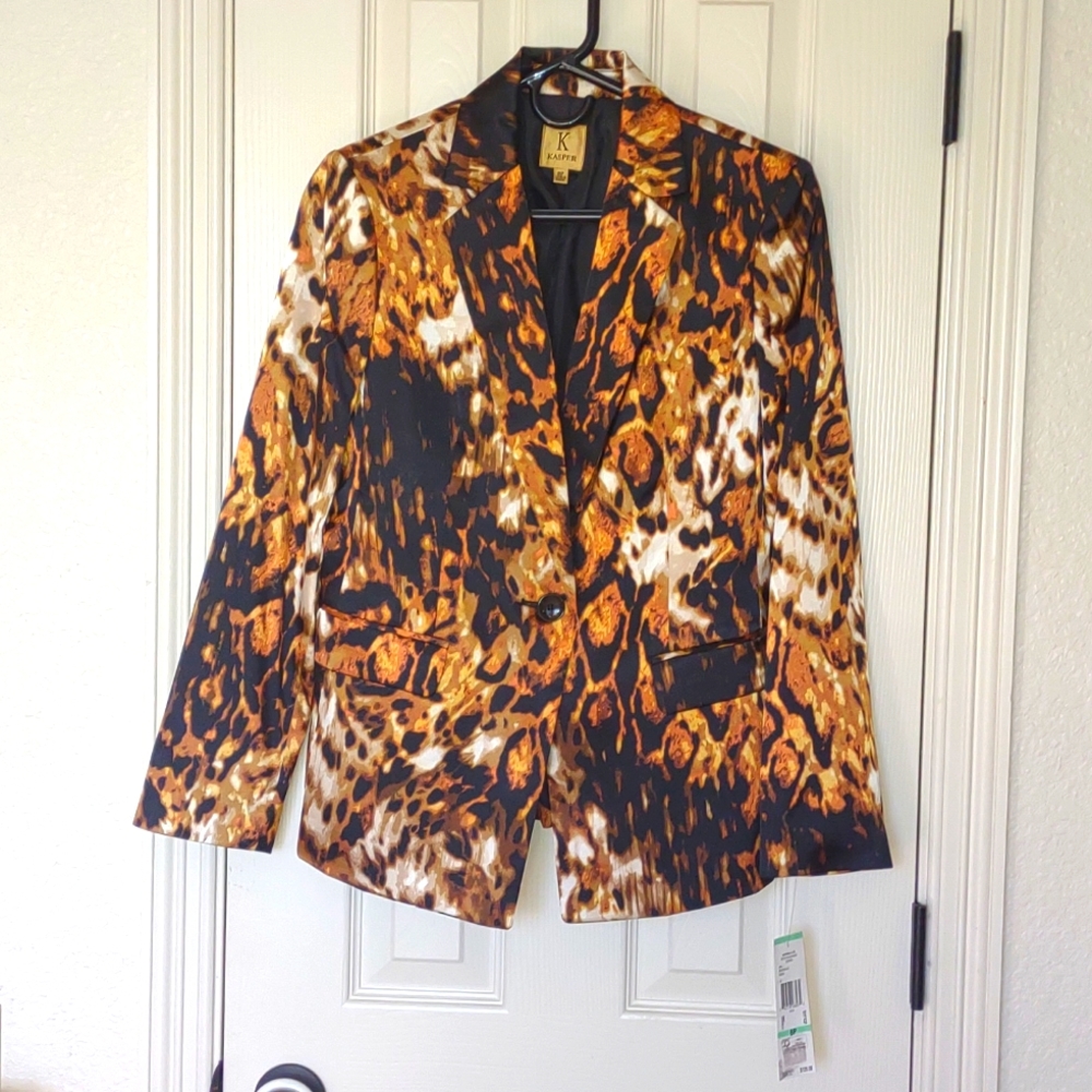 NWT BRAND NEW gorgeous Kasper animal print blazer/jacket size 8P!